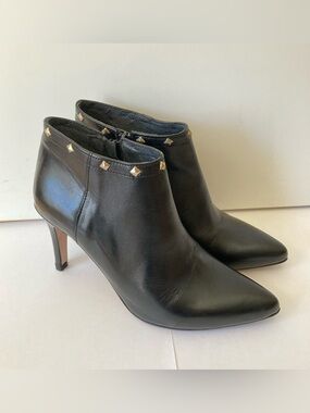 Italian Leather Black Studded Booties